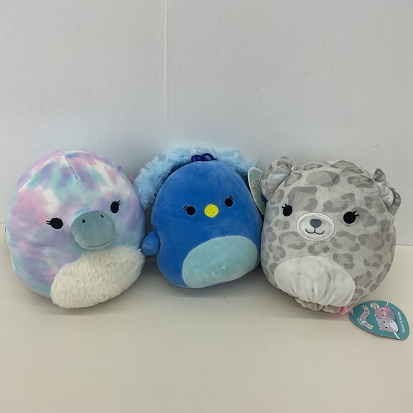 Squishmallows Used LOT Platypus Cheetah Penguin Blue Gray Character Plush Dolls - Picture 1 of 5